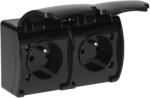 ORNO Priză dublă neagră IP44 exterioară 2x2P+E (O-OR-OE-7106_B)