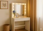 CHOMIK Măsuță de toaletă pentru machiaj albă cu iluminare 80 x 40 x 140 CM *9452 (CH-PHO9452)