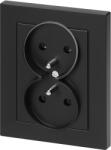 ORNO Priză dublă aplicată 2x2P+E Malta 16A, 250V, PT-6M, negru mat (O-FMS-106_B)