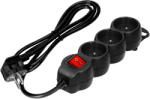 ORNO Prelungitor 3x2P+E, ON/OFF, 1.4m, H05VV-F, 3x1mm2, negru (O-ES-9_B_1-4)