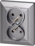 ORNO Priză dublă încastrată 2x2P+E Perlă, 16A, 250V, PT-6 P, antracit (O-OR-OE-7706_K_A)
