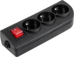 CABLETECH Priză electrică 3x 230V neagră cu întrerupător GN-30W-2 (L-URZ3279)