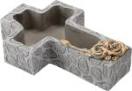 Chomik Ghiveci cimitir din ciment - cruce gri-aurie 28 x 18 x 7, 5 cm *8899 (CH-DED8899)