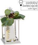 Chomik LANTERNĂ DE Crăciun 12, 5 x 12, 5 x 30, 5 CM LED DIN METAL ARGINTIU CU DECORAȚIUNI *0870 (CH-SOL0870)