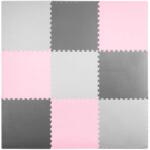 RicoKids Covoraș de puzzle din spumă 180x180cm 9 buc gri roz (J-738234)