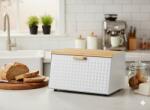 Chomik Bucătărie Hibiscus - Cutie de Pâine Emailată cu Capac din Bambus 35, 5 x 17 x 19, 5 CM Albă *8886 (CH-NEL8886)