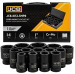 JCB Set de chei cu nasture JCB pentru impact, adânci, 1" Cr-Mo, cu 6 fețe, 14 piese (FS-64928) Cheie tubulara
