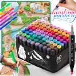 RicoKids Covoraș pentru pictură 90 x 120 cm + markere pe bază de alcool 80 buc Ricokids (J-734400-791201)