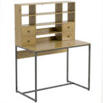 HomCom Birou pentru computer cu 4 sertare, 105 x 60 cm, birou cu depozitare, rafturi deschise, 105 x 60 cm, lemn natural | Aosom Romania (836-728V90LR)