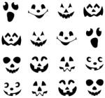  Halloween-i fólia matrica szett - fekete tök arcok - 16 db / csomag