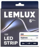 Lemlux LED szalag, 24Vdc, 15W/m, COB 840LED/m, RGB, IP67, 180°