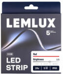 Lemlux LED szalag, 24Vdc, 11W/m, COB 480LED/m, piros, IP65, 180°