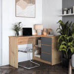  Fiókos sarok íróasztal 124x85x74cm barna FUR1355-2