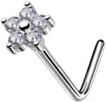 Pinin L-alakú orr piercing, fehér arany - titán