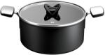 Tefal Oala cu capac Tefal Excellence+ G3285353, 28 cm, 8.4 L, invelis antiaderent, tehnologie FUSIONCORE, Thermo-Signal, manere nituite, aluminiu, inductie, negru (G3285353)