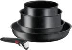 Tefal Set de 5 piese Tefal Ingenio Black Stone L3998953, tigaie 22/28 cm, cratita 16/20 cm, maner detasabil, invelis antiaderent Mineralia+, indicator Thermo-Signal, inductie, negru (L3998953)