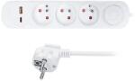 Solight PP113PD20 - Hosszabbító kábel kapcsolóval, 3 aljzattal, USB-A és USB-C töltéssel, 5 m PP113PD20 (SL1770)