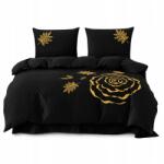 Cotton world Rózsamintás hímzett ágyneműhuzat 160x200 Fekete 100% mikroszálas Lengyel Termék (Pościel haftowana w Róże 160x200 Czarna)