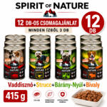 Spirit of Nature Hypoallergenic Dog csomag 12 × 415g (vaddisznó, bárány-nyúl, strucc, bivaly)