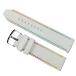  Curea Ceas Silicon Albă Cusătură Multicoloră 22mm | Design Vibrant | Cataramă Oțel (WZ2856)