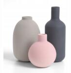  3 Kerámia Váza Szett I Matt És Dekoratív És Bézs És Rózsaszín És Szürke (wazon ceramiczny zestaw 3 matowe wazony)