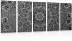 Dovido Tablou 5-piese Mandala orientală în design alb-negru - 200x100