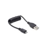 Gembird CABLU alimentare si date GEMBIRD, pt. smartphone, USB 2.0 (T) la Micro-USB 2.0 (T), 0.6m, spiralat, conectori auriti, negru, CC-mUSB2C-AMBM-0.6M (timbru verde 0.08 lei)