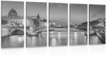 Dovido Tablou 5-piese panorama orbitoare ale Parisului în design alb-negru - 150x75
