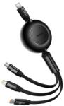 Baseus CABLU alimentare si date Baseus Bright Mirror 2 One-for-three Retractable, pt smartphone, USB Type-C la Micro-USB+Lightning+USB Type-C 100W, 1.1m, negru CAMJ010201 (timbru verde 0.18 lei)-693217260913