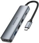 BOROFONE DOCKING STATION Borofone DH14, porturi USB: USB 3.0x1 + USBx2 + USB-C PDx1, USB x 1, HDMI 4K 30Hz x 1, conectare prin USB Type-C, lungime cablu 15 cm, gri, 6941991115578 (timbru verde 0.8 lei)