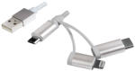 LogiLink CABLU alimentare si date LOGILINK, telefon, 3 + 1, USB 2.0 (T) la Lightning (T) + Micro-USB 2.0 (T) + USB 2.0 Type-C (T), 1m, argintiu, CU0126 (timbru verde 0.08 lei)