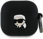 Karl Lagerfeld Husa Apple AirPods 4 Karl Lagerfeld Silicone Karl Head 3D, negru, KLA4RUNIKK