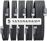 Lisen (Pachet 5buc) Cablu de incarcare tip C Lisen, 60W, 1/2/3m, negru