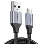 UGREEN CABLU alimentare si date Ugreen, US290, Fast Charging Data Cable pt. smartphone, USB la Micro-USB, braided, 0.5m, negru 60145 (timbru verde 0.08 lei) - 6957303861453