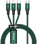 Baseus - Data Cable Rapid Series (CAMLT-SC06) - Fast Charge, 3in1, USB-C to Lightning, Micro-USB, USB-C, 20W, 1.5m - Green