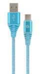 Gembird CABLU alimentare si date GEMBIRD, pt. smartphone, USB 2.0 (T) la USB 2.0 Type-C (T), 1m, premium, impletire din bumbac, turcoaz cu insertii albe, CC-USB2B-AMCM-1M-VW (timbru verde 0.08 lei)