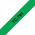 Brother Banda laminata Original Brother Black on Green, TC791, pentru E105|E110|H100|H101|H105|H110|H111|P300|128|200|1000|1010|1090|1100|1120|1130|1160|1170|1180|1190|1200|1230|1280|1290|6100|7100|ST1150, 9m