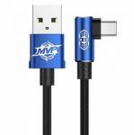Baseus CABLU alimentare si date Baseus MVP 2, Fast Charging Data Cable pt. smartphone, USB la USB Type-C 100W, unghi 90 grade, brodat, 2m, negru+albastru CAVP000521 (timbru verde 0.18 lei) - 6932172612443