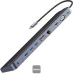 Baseus DOCKING Station Baseus EliteJoy Gen2, conect PC USB-C, HDMIx1, USB 3.0x3|USB-C PDx1 de 100W, VGAx1, Jack 3.5mmx1, card readerx1, RJ-45 Gigabitx1, LED, gri WKSX030013 (timbru verde 0.8 lei) - 693217261