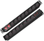 LogiLink PDU LOGILINK 1U pt. rack 19 inch, 16 prize Schuko, intrare Schuko, max 16 A, dispuse 8 schuko front + 8 schuko back, ON / OFF x 2, prot. Suprasarcina, 2 m, negru, PDU1601 (timbru verde 2 lei)