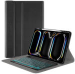 Techsuit Husa iPad Pro 13 (2024) cu tastatura magnetica wireless RGBpencil holder Techsuit CozyTab, negru