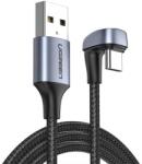 UGREEN CABLU alimentare si date Ugreen, US311, Fast Charging Data Cable pt. smartphone, USB la USB Type-C, unghi 180 grade, braided, 1m, negru 70313 (timbru verde 0.08 lei) - 6957303873135