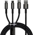 Baseus Cablu de date USB la Micro-USB, Lightning, Type-C Baseus, 1.5m, negru, CAMLTWJ-01