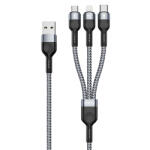 Duzzona Cablu date 3in1 tip C, iPhone, Micro-USB Duzzona A3, gri