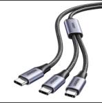 UGREEN CABLU alimentare si date Ugreen, US561, Fast Charging Data Cable pt. smartphone, USB Type-C la 2 x USB Type-C max 100W, braided, 1.5m, gri 35087 (timbru verde 0.08 lei) - 6941876230877