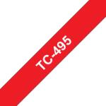 Brother Banda laminata Original Brother White on Red, TC495, pentru E105|E110|H100|H101|H105|H110|H111|P300|128|200|1000|1010|1090|1100|1120|1130|1160|1170|1180|1190|1200|1230|1280|1290|6100|7100|ST1150, 9mm,