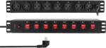 LogiLink PDU LOGILINK 1U pt. rack 19 inch, 8 prize Schuko, intrare Schuko, max 16 A, 8 on / off, 2 m, PDU8D01 (timbru verde 0.8 lei)