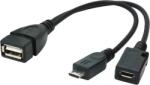 Gembird CABLU adaptor OTG GEMBIRD, pt. smartphone, Micro-USB2.0(T) la USB2.0(M), 15cm, conectarea telef. la tastatura, mouse, HUB, port Micro-USB2.0(M) pt. extra power, negru A-OTG-AFBM-04 (timbru verde 0.08 
