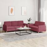 vidaXL Set canapea cu perne, 2 piese, rosu vin, material textil GartenMobel Dekor (3202124) Canapea