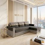 Mebelone Диван за хол Pearl Сив + ЧЕРНО Универсална Посока